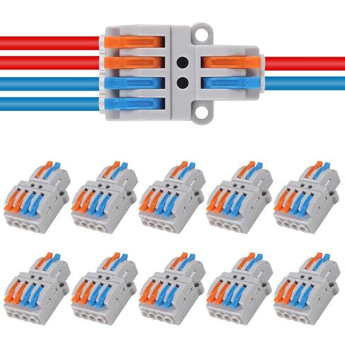 10pcs Lever Wire Connectors - 2 in 4 Out Quick Electrical Lever Nuts, Push-in Conductor Terminal Block AWG 28-12 in Saudi Arabia