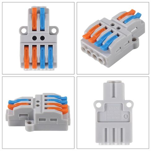10pcs Lever Wire Connectors - 2 in 4 Out Quick Electrical Lever Nuts, Push-in Conductor Terminal Block AWG 28-12 in Saudi Arabia