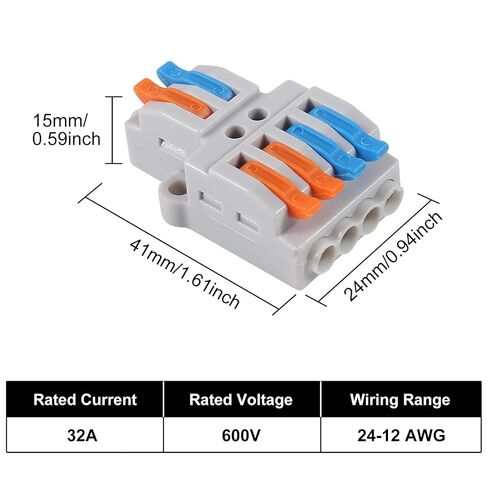 10pcs Lever Wire Connectors - 2 in 4 Out Quick Electrical Lever Nuts, Push-in Conductor Terminal Block AWG 28-12 in Saudi Arabia