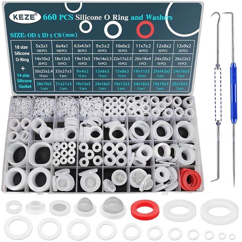 KEZE 96 PCS 10 Size Faucet Washers Assorted Kit with Brass Bibb Screws Assortment Flat and Beveled Rubber Washer for DIY Outdoor Faucets Stem Leak Worn Out Seal Repair in Saudi Arabia