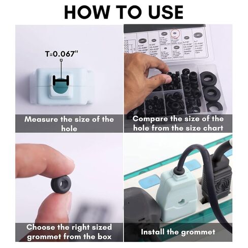 200 Pcs Rubber Grommet Set - Durable, Oil Proof Grommet Kit for Wall Hole, Workshop, Car, Electrical - Rubber Hole Grommet, Rubber Hole Plug, Rubber Grommet Kit in Saudi Arabia