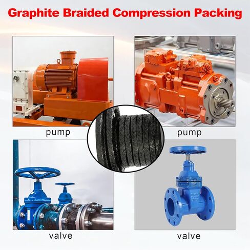 10ft Length Flexible Graphite Braided Compression Packing (1/8"×1/8") – High-Temperature, Chemical-Resistant Sealing Rope for Pump Valve and Mechanical Seal in Saudi Arabia