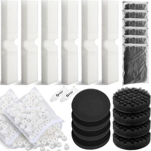 18 PCS استبدال مجموعة وسائط مرشح مجموعة متوافقة مع مرشحات Floval FX4/FX6 Aquarium بما في ذلك 4 منصات بيو فون ، 6 كتلة بيو ، وسائط بيوماكس 2 كيس ، 4 وسادة رغوة الكربون ، 2 لوب السيليكون in Saudi Arabia
