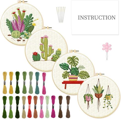 infunly 4 مجموعات مجموعات التطريز DIY للمناظر الطبيعية للمبتدئين 11.8 "× 11.8" غروب الشمس تطريز طقم طقم تطريز الجبال طقم يدوي نطاقات الإبرة مع نمط تعليمات للبالغين in Kuwait