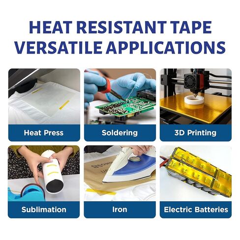 Beezay Goods Heat Tape for Sublimation, 10mm x 4 (108ft), Heat Transfer Tape, Thermal Tape, Heat Resistant Tape for Heat Press, Printing, Soldering, Protecting Circuit Board, No Residue in Saudi Arabia