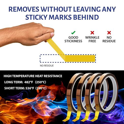 Beezay Goods Heat Tape for Sublimation, 10mm x 4 (108ft), Heat Transfer Tape, Thermal Tape, Heat Resistant Tape for Heat Press, Printing, Soldering, Protecting Circuit Board, No Residue in Saudi Arabia