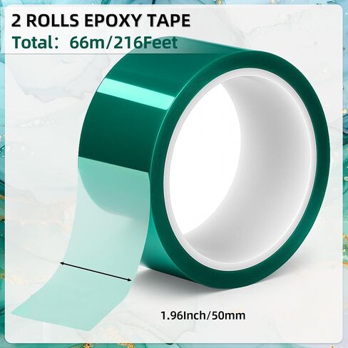 Fyguard 2 Rolls Resin Tape 1.96In×108Ft Epoxy Tape High Temperature Resistant 220℃, Epoxy Tapes for DIY Jewelry River Table Spray Painting Welding Electronic Heating, No Residue in Saudi Arabia