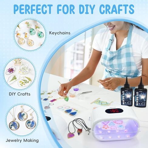 Akisey UV Resin 300g, Crystal Clear UV Resin Glue - No-Yellowing, Hard Type, Low Viscosity & Low Shrinkage, Ultraviolet Curing UV Epoxy Resin for Jewelry Making, DIY Crafts, Casting in Saudi Arabia