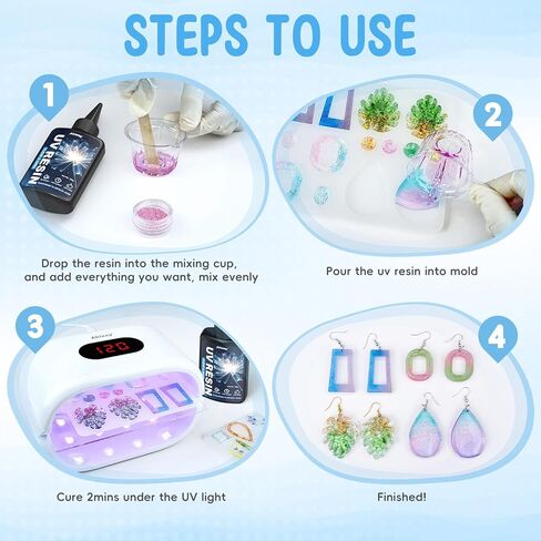 Akisey UV Resin 300g, Crystal Clear UV Resin Glue - No-Yellowing, Hard Type, Low Viscosity & Low Shrinkage, Ultraviolet Curing UV Epoxy Resin for Jewelry Making, DIY Crafts, Casting in Saudi Arabia