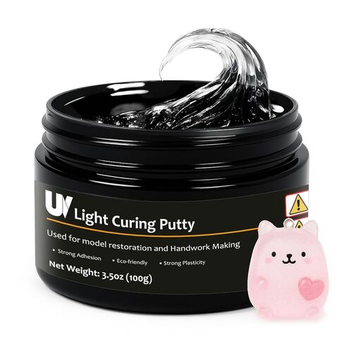 1DFAUL 100g UV Light Curing Putty, Solid Resin, Multi Purpose Adhesive High Hardness Quick Curing, for 3D Crafts, Repair, Modeling UV Clay & Nail Art in Kuwait