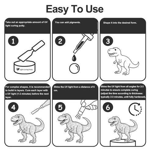 1DFAUL 100g UV Light Curing Putty, Solid Resin, Multi Purpose Adhesive High Hardness Quick Curing, for 3D Crafts, Repair, Modeling UV Clay & Nail Art in Kuwait