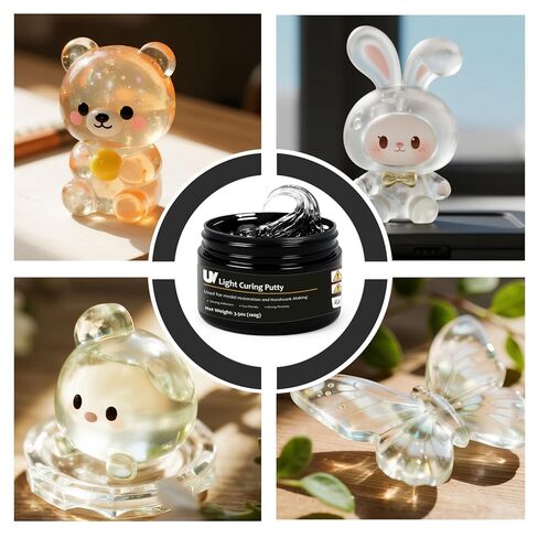 1DFAUL 100g UV Light Curing Putty, Solid Resin, Multi Purpose Adhesive High Hardness Quick Curing, for 3D Crafts, Repair, Modeling UV Clay & Nail Art in Kuwait