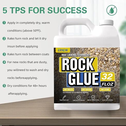 ERICW 32 Fl Oz Rock Glue | Mulch Glue | Super Locking for Rocks, Gravel, Mulch | Safe for Pets & Kids | 2-3X Coverage | Lasts 12-24 Months | Easy Pour/Spray Application in Saudi Arabia