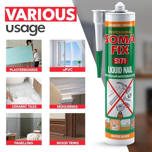 Liquid Nail - Multi-Purpose Mounting & Construction Adhesive, Super Glue for Brick, Stone, Ceramic, Tile, Metal, Iron & Steel - Weatherproof + Heat Resistant (Indoors) in Saudi Arabia
