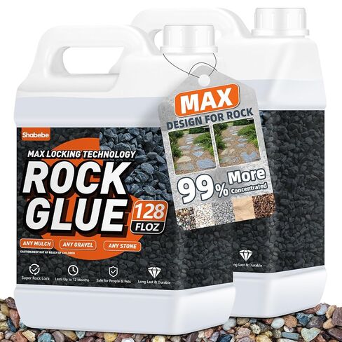 Rock Glue, 1Gallon Mulch Glue for Landscaping, Fast-Dry Strong Pea Gravel Stabilizer Landscape, Non-Toxic Long-Lasting Dries-Clear Strong Pea Gravel Binder for Pebble, Pine Straw for Outdoor Gardens in Saudi Arabia