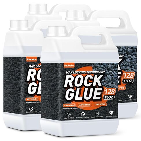 Rock Glue, 1Gallon Mulch Glue for Landscaping, Fast-Dry Strong Pea Gravel Stabilizer Landscape, Non-Toxic Long-Lasting Dries-Clear Strong Pea Gravel Binder for Pebble, Pine Straw for Outdoor Gardens in Saudi Arabia
