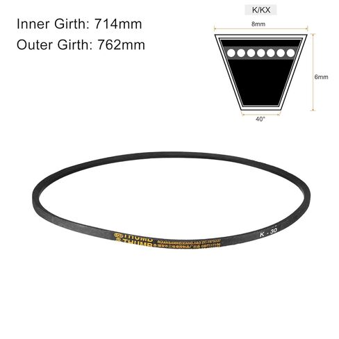 K-30 V Belt Machine Transmission Rubber, Black Replacement Drive Belt 30 inch Outer Girth 8mm Width 6mm Height JIS Standard in Saudi Arabia