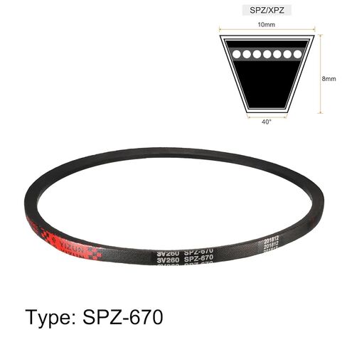 SPZ-670 Drive V-Belt حزام نقل الطاقة المطاطي الصناعي 670 مم مقاس الملعب 10 مم العرض 8 مم الارتفاع in Saudi Arabia