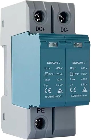 2P الطاقة الشمسية الكهروضوئية DC SPD جهاز حماية الطفرة 600V 40KA حامي الاعتقال Din Rail in Kuwait
