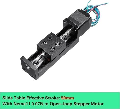 HHBL8I Motorized Slide Table T-Type Linear Guide Rail Stage Mini Sliding Table Motor Drive Kit Electric Linear Module Z Axis 50-300mm(50mm Stroke Driver,4mm Pitch) in Saudi Arabia
