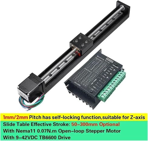 HHBL8I Motorized Slide Table T-Type Linear Guide Rail Stage Mini Sliding Table Motor Drive Kit Electric Linear Module Z Axis 50-300mm(50mm Stroke Driver,4mm Pitch) in Saudi Arabia