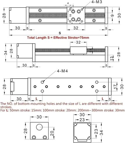 HHBL8I Motorized Slide Table T-Type Linear Guide Rail Stage Mini Sliding Table Motor Drive Kit Electric Linear Module Z Axis 50-300mm(50mm Stroke Driver,4mm Pitch) in Saudi Arabia
