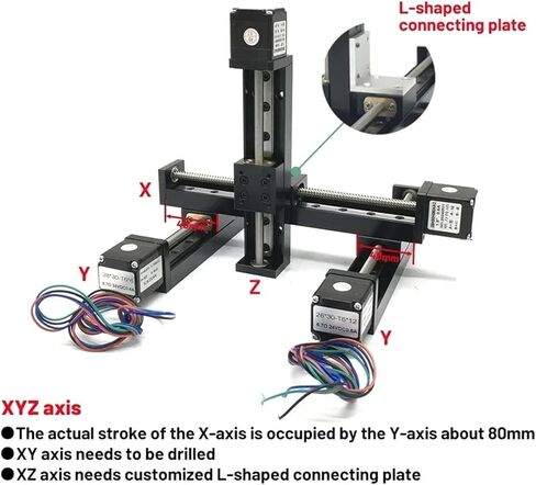 HHBL8I Motorized Slide Table T-Type Linear Guide Rail Stage Mini Sliding Table Motor Drive Kit Electric Linear Module Z Axis 50-300mm(50mm Stroke Driver,4mm Pitch) in Saudi Arabia