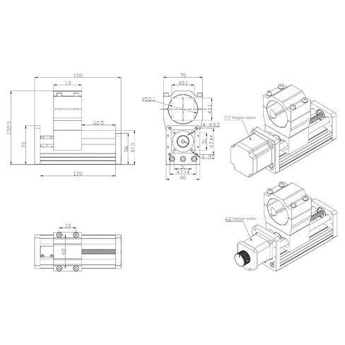 cnc3018plus المعادن cnc z محور السكتة الدماغية، 85mm محرك متدرج z محور انزلاق الجدول الكرة المسمار الخطي المرحلة الشريحة لآلة cnc t8 قفل الجوز 300 واط 500 واط 800 واط المغزل in Kuwait