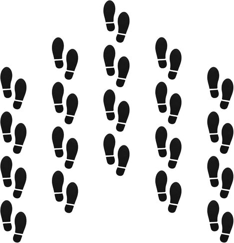 24Pairs Black Footprint Floor Decals, 7 Inch Shoe Stickers for Classroom, Hallway & Dance Studio, Easy Peel & Stick Floors Line Up Guide, Distance Sign, Party Decor, Foot Print Stickers for Floor in Kuwait