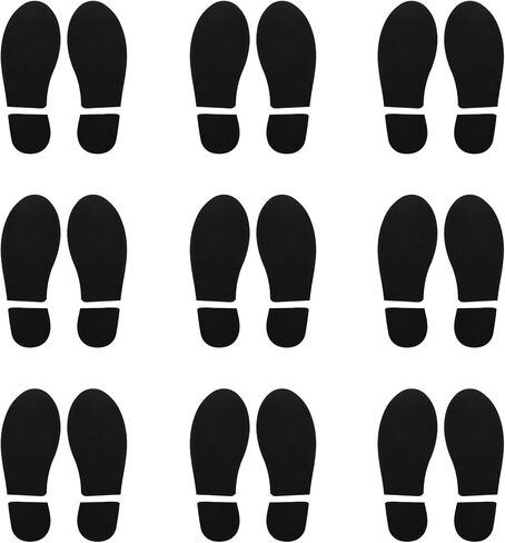 24Pairs Black Footprint Floor Decals, 7 Inch Shoe Stickers for Classroom, Hallway & Dance Studio, Easy Peel & Stick Floors Line Up Guide, Distance Sign, Party Decor, Foot Print Stickers for Floor in Kuwait