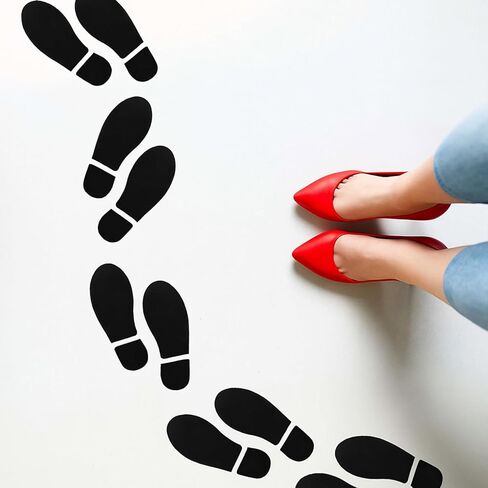 24Pairs Black Footprint Floor Decals, 7 Inch Shoe Stickers for Classroom, Hallway & Dance Studio, Easy Peel & Stick Floors Line Up Guide, Distance Sign, Party Decor, Foot Print Stickers for Floor in Kuwait