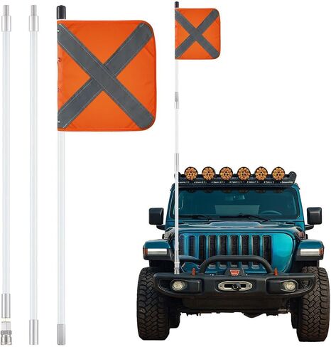 علم أمان Zonon مع قاعدة موصل أسرع 11.8 بوصة × 11.8 بوصة علم عاكس من مادة PVC شديدة التحمل، مناسب للمركبات ATV وUTV والطرق الوعرة والشاحنات، يمكن تطبيقه على شكل 3.3 بوصة أو 6.6 بوصة أو 10 بوصة in Kuwait