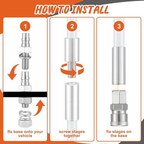 علم أمان Zonon مع قاعدة موصل أسرع 11.8 بوصة × 11.8 بوصة علم عاكس من مادة PVC شديدة التحمل، مناسب للمركبات ATV وUTV والطرق الوعرة والشاحنات، يمكن تطبيقه على شكل 3.3 بوصة أو 6.6 بوصة أو 10 بوصة in Kuwait