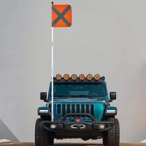 علم أمان Zonon مع قاعدة موصل أسرع 11.8 بوصة × 11.8 بوصة علم عاكس من مادة PVC شديدة التحمل، مناسب للمركبات ATV وUTV والطرق الوعرة والشاحنات، يمكن تطبيقه على شكل 3.3 بوصة أو 6.6 بوصة أو 10 بوصة in Kuwait