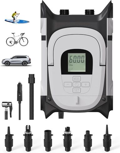 Paddle Board Pump with Auto-Off Function Dual Motor for Inflatable SUP and Boat, 22PSI Portable Electric Air Pump for Paddleboard with DC 12V Car Power Connector and Kayak Accessories in Kuwait