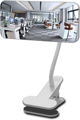 ZMJCGLXY Clampable Convex Safety Mirror 6.4"*3" in Glass Material, White Curved Frame, 360° Direction Adjustment, for Workdesk, Office, Warehouse and Personal Area Privacy and Security in Saudi Arabia