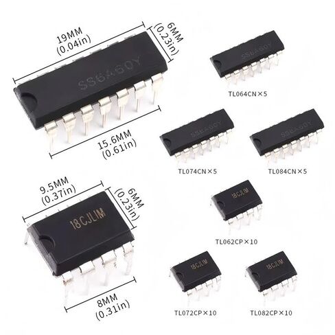 6Values 45pcs ic Kits TL064CN TL074CN TL084CN TL062CP TL072CP TL082CP Low Power JFET Input Operational Amplifiers in Saudi Arabia