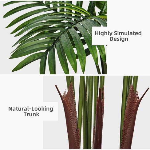 Artificial Palm Tree 5FT - Real Touch Artificial Trees with White Tall Planter - Faux Tropical Areca Floor Large Plants in Pot - Evergreen Fake Silk Tree for Home Office Living Room Décor Indoor in Saudi Arabia