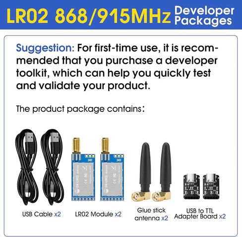 مجموعة تطوير DX-LR02 سهلة الاستخدام 868/915 ميجاهرتز LoRa ASR6601 مع هوائي في واجهة الأوامر Uart طويلة المدى 5KM 22dBm وحدة إرسال واستقبال لاسلكية لـ Arduino in Kuwait
