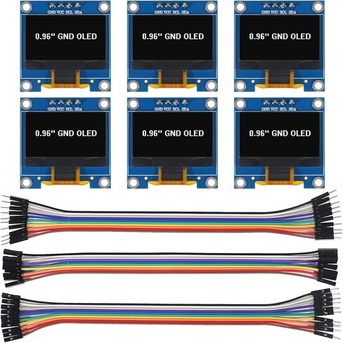 6pcs 0.96 inch OLED IIC I2C Display Module SSD1306 128x64 LCD Screen Driver with 30pin Dupont Cables for Arduino Projects(Yellow Blue Screen) in Saudi Arabia