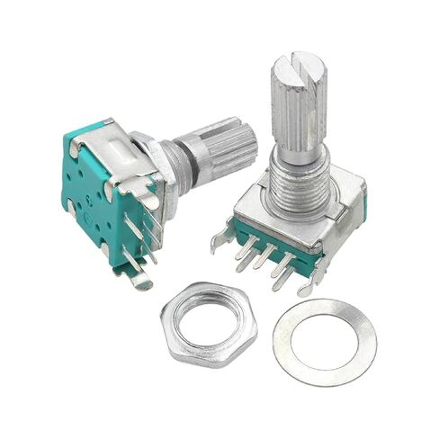EC11 360 Degree Rotary Encoder with Push Button Switch, 5 Pin Right Angle Digital Potentiometer, 15MM 20MM Shaft, Copper Material (Half axis 15mm 3PCS) in Saudi Arabia
