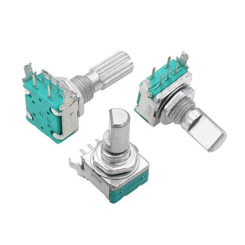 EC11 360 Degree Rotary Encoder with Push Button Switch, 5 Pin Right Angle Digital Potentiometer, 15MM 20MM Shaft, Copper Material (Half axis 15mm 3PCS) in Saudi Arabia