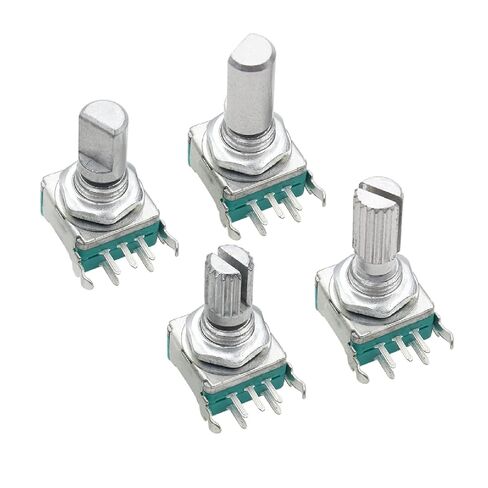 EC11 360 Degree Rotary Encoder with Push Button Switch, 5 Pin Right Angle Digital Potentiometer, 15MM 20MM Shaft, Copper Material (Half axis 15mm 3PCS) in Saudi Arabia