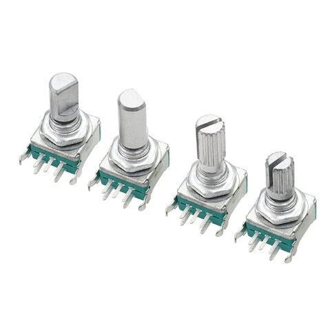 EC11 360 Degree Rotary Encoder with Push Button Switch, 5 Pin Right Angle Digital Potentiometer, 15MM 20MM Shaft, Copper Material (Half axis 15mm 3PCS) in Saudi Arabia