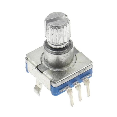 EC11 360 Degree Rotary Encoder with Push Button Switch, 5 Pin, 12MM Long Handle, 20 Position, Copper Material (5PCS) in Kuwait