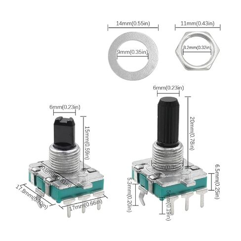 EC16 Digital Rotary Encoder, 360 Degree Rotating Pulse Potentiometer, 24-Bit, 15/20mm Shaft Length, 5-Pack, RoHS CE Certified (Full axis 20mm) in Saudi Arabia