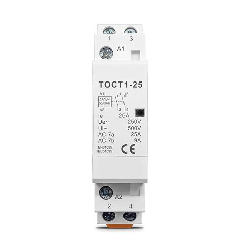 TOCT1-25 موصل وحدات تيار متردد منزلي ثنائي القطب، 25 أمبير 220 فولت 230 فولت 50/60 هرتز، حامل السكك الحديدية Din، معتمد من CE (25A 1NO 1NC) in Kuwait