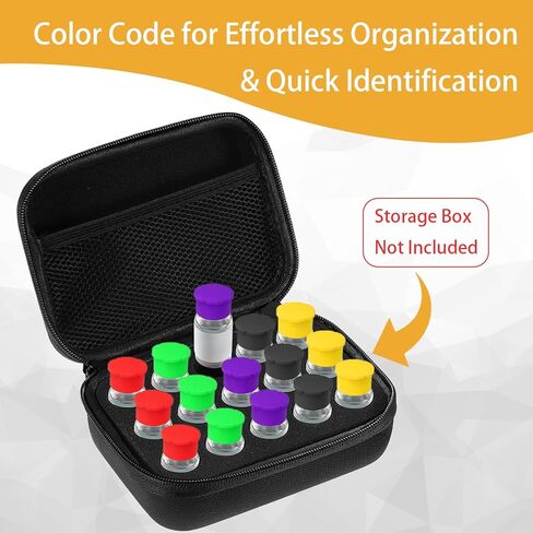 12 قطعة من أغطية القنينات الواقية سعة 3 مل مع ملصقات، 6 ألوان متنوعة من أغطية الأغطية المقاومة للتسرب والغبار، سهلة التنظيف وقابلة لإعادة الاستخدام in Kuwait