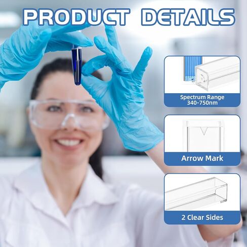 100 قطعة من Fiwochic من البوليسترين، 2.5-4.5 مل من البلاستيك للاستعمال مرة واحدة، بلاستيك PS مع جانبين شفافين لأجهزة قياس الطيف الضوئي في المختبر in Kuwait