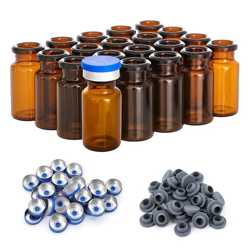 FOUR E'S SCIENTIFIC 10ml Glass Vials, 300 PCS Lab Headspace Vial with Rubber Stoppers and Plastic-Aluminum Flip Caps in Kuwait